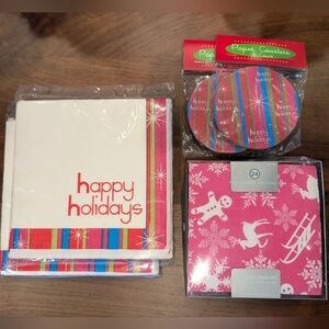 Retro-Colored Christmas Napkins and Coasters